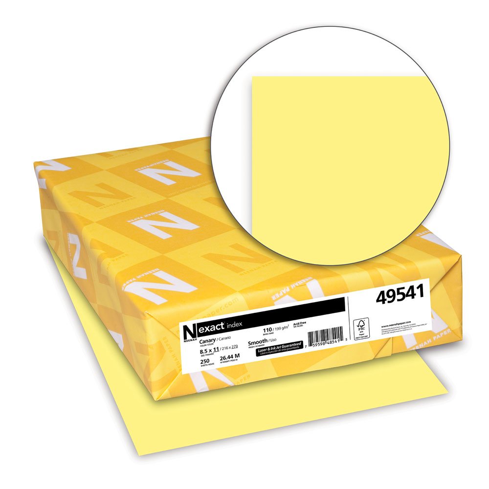 Neenah Exact Index Cardstock, 110 lb, 8.5 x 11 Inches, 250 Sheets, Canary