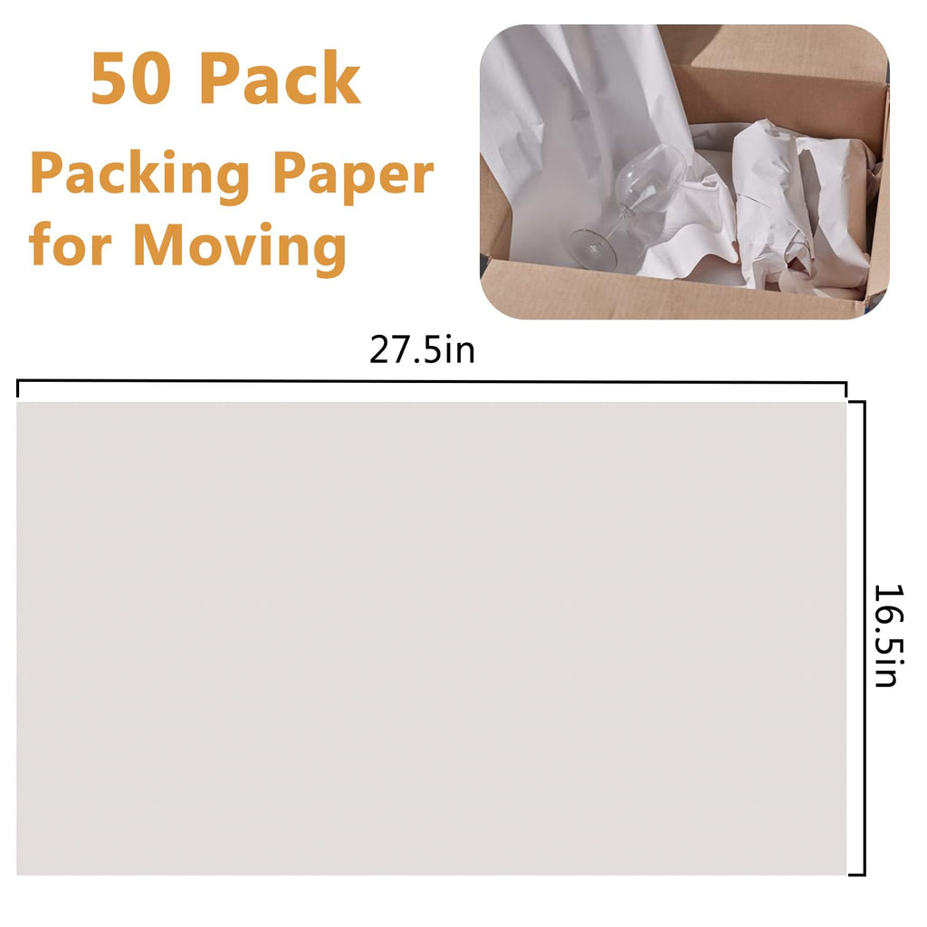 Noafocks Packing Paper for Moving, Newsprint Paper for Shipping Transportation,Packing Paper for Fragile Items(50sheets-27.5”x16.5”)