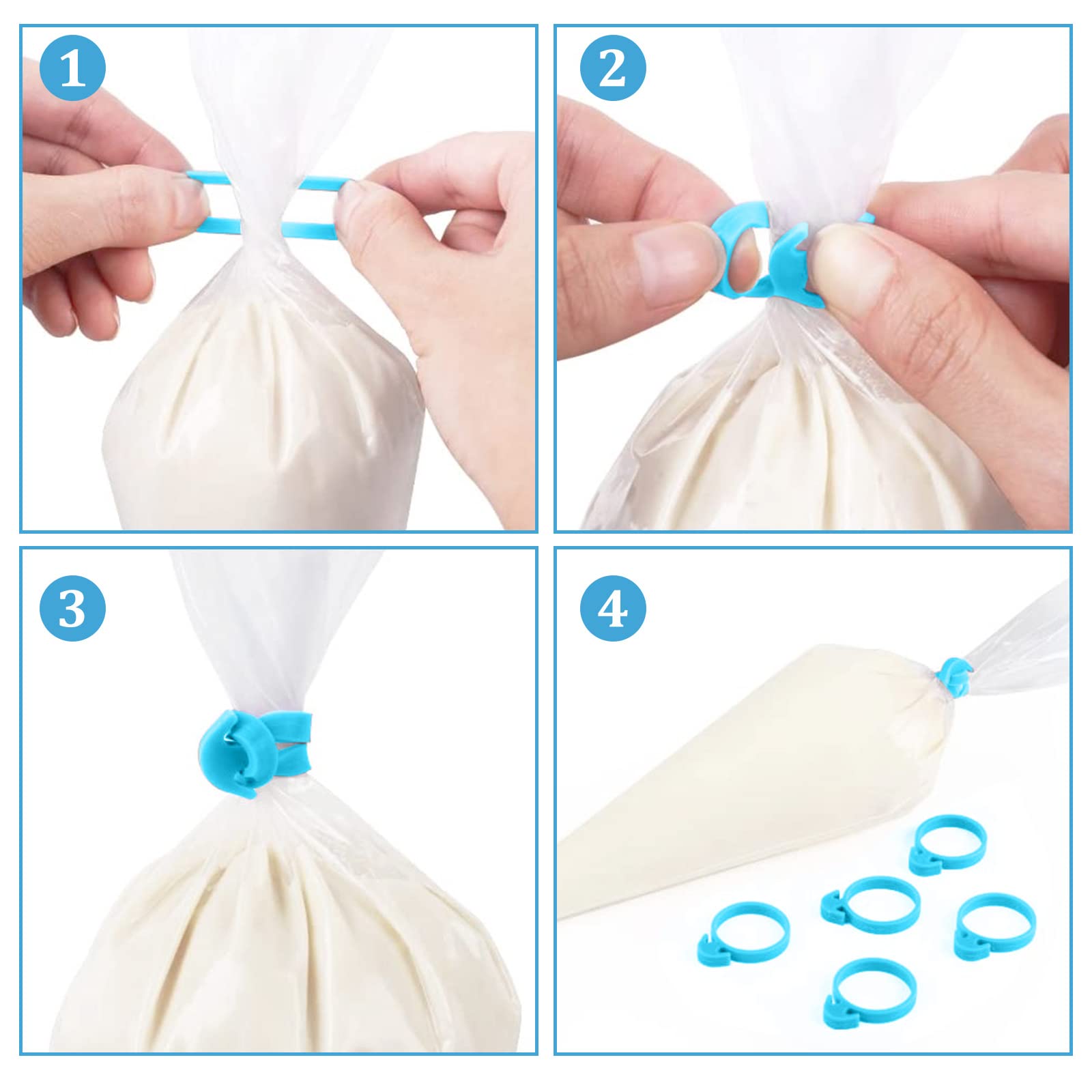 200 Pcs Pastry Piping Bags,14 inch Thickened Disposable Piping Decorating Bags,Plastic Icing Piping Bags with 6 Bag Ties for Cupcakes Cookies and Frosting