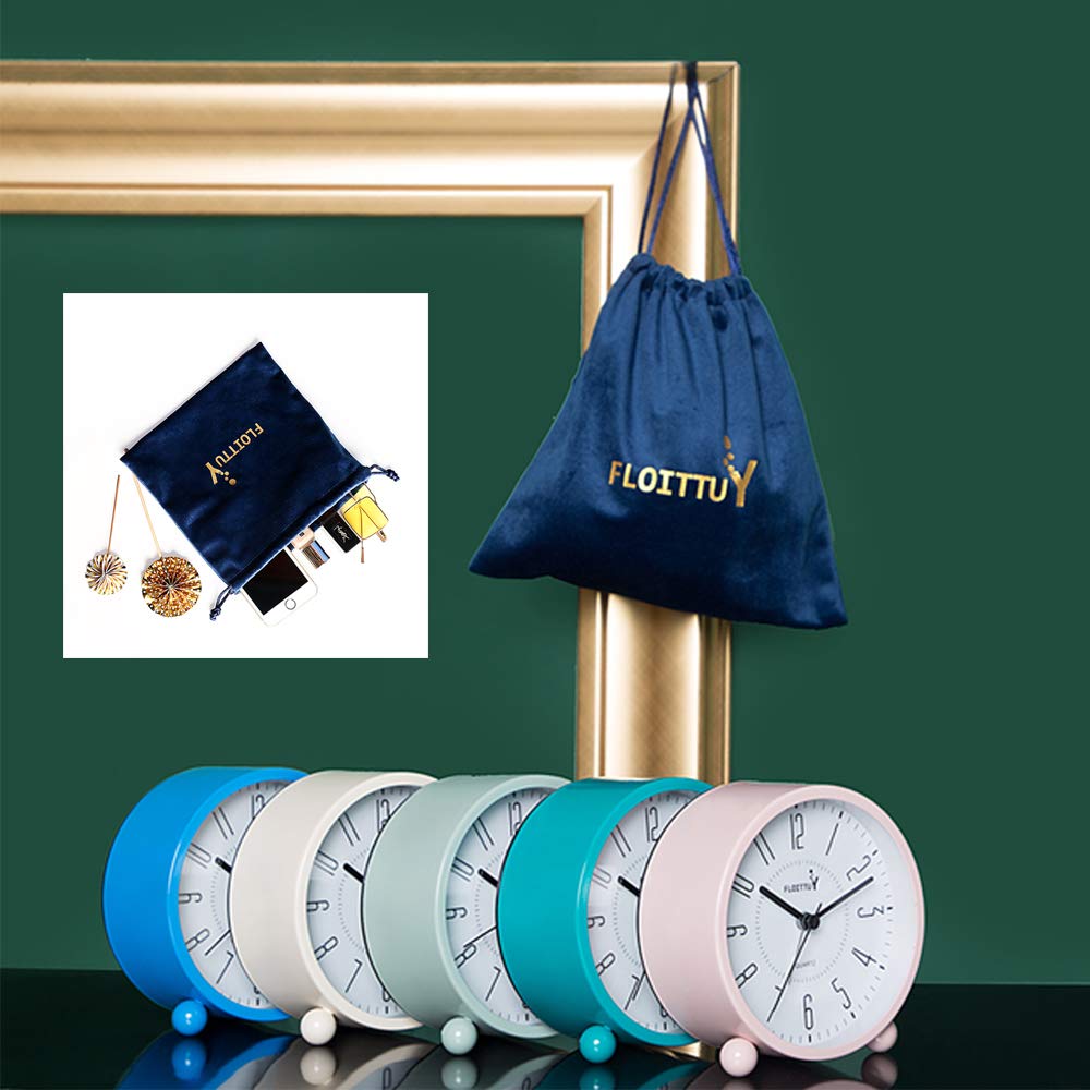 FLOITTUY Super Silent 5 Colors Alarm Clock,Beep Wake Round Alarm Clock with Night Light,Battery Operated,Easy Set,Simple & Retro for Desk, Bedroom and Home Decoration(Creamy White)