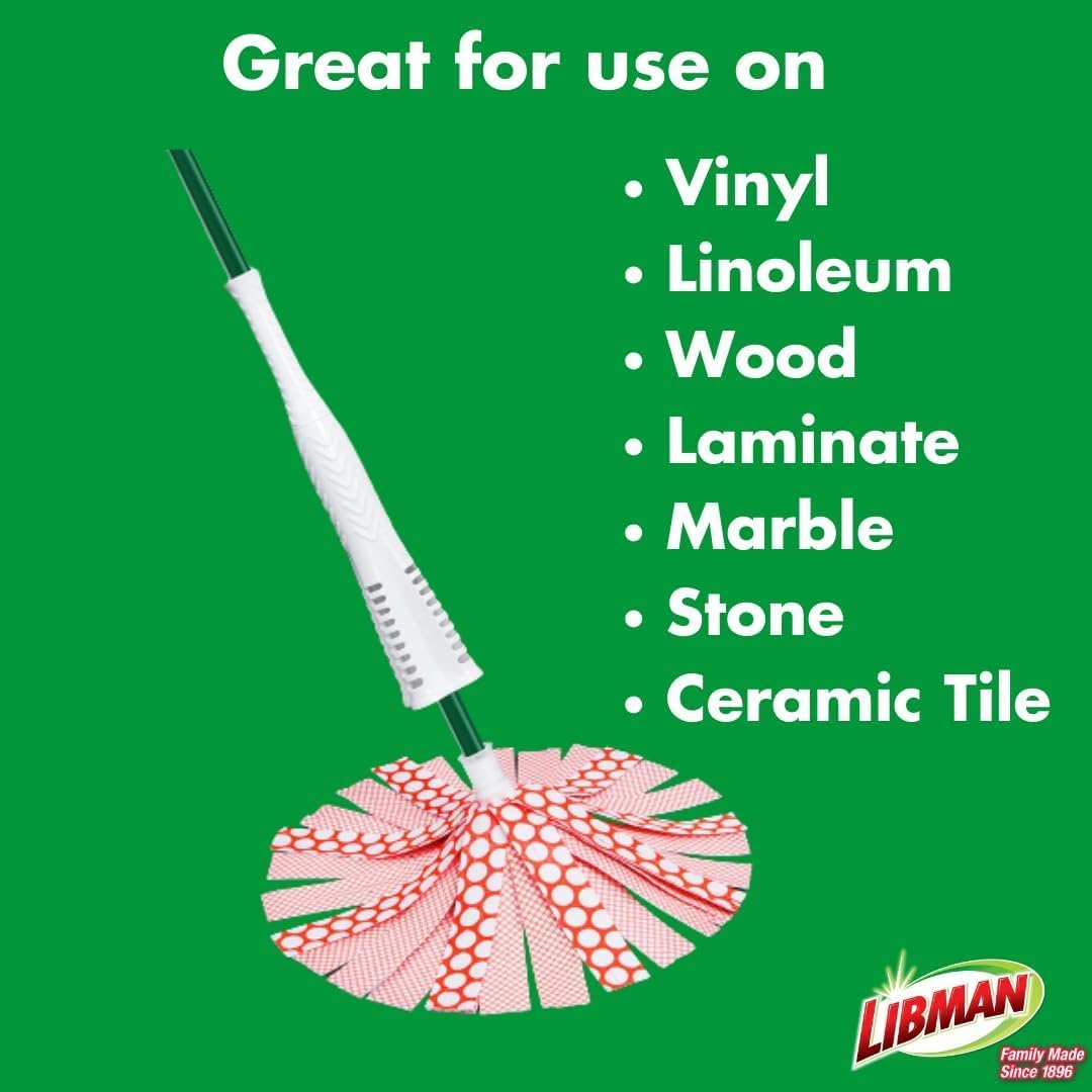 Libman Wonder Mop Refill Pack – for Powerful Cleanup – Three Absorbent Wet Mop Replacement Heads for Hardwood, Tile, Vinyl. Machine Washable., Model Number: 1208