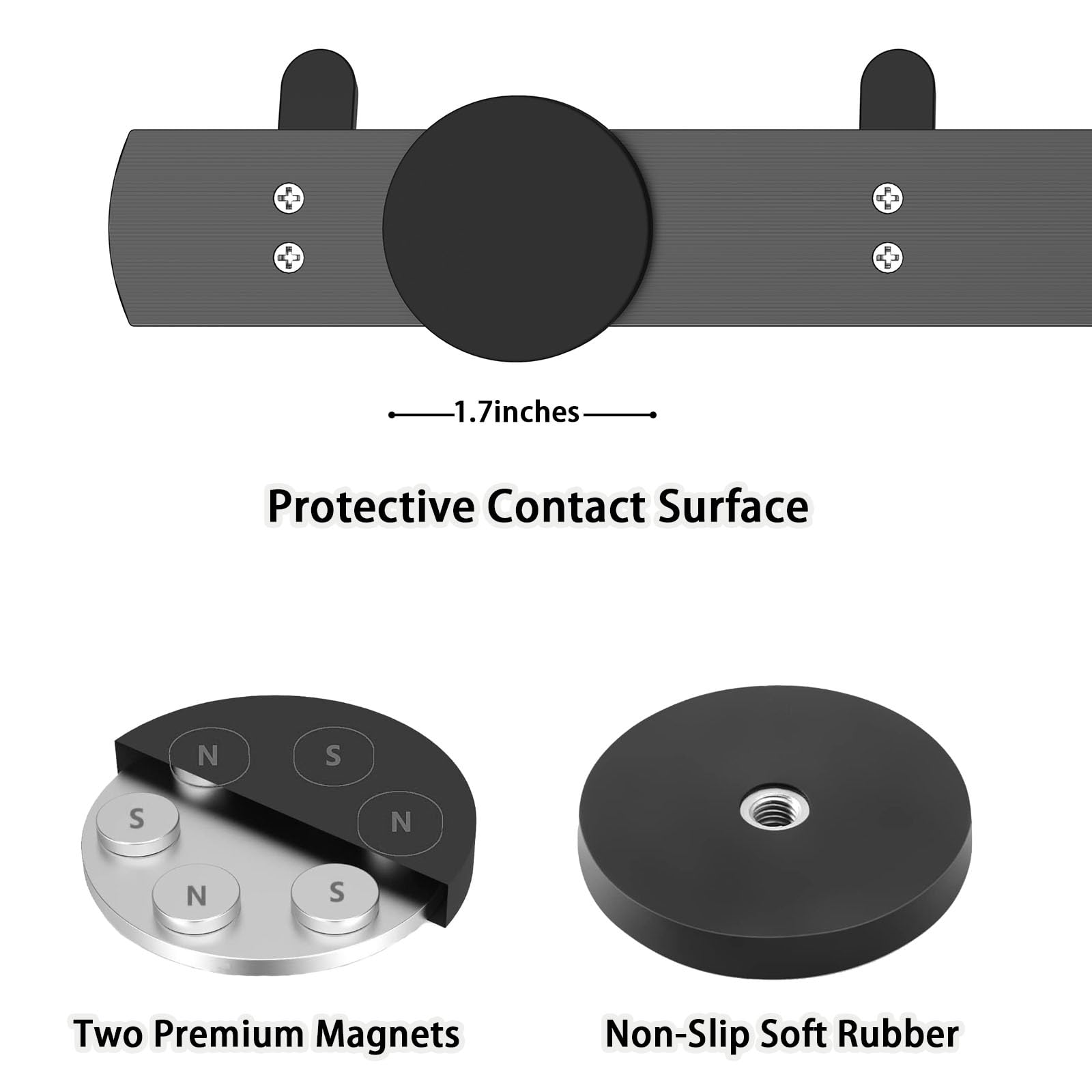 Sumlache Strong Magnetic Coat Hooks-4 Hooks Matte Black Magnetic Hanger Holder-Heavy Duty Magnetic Rack for Hanging Coat, Bag, Helmet, Backpack (4 Hooks)
