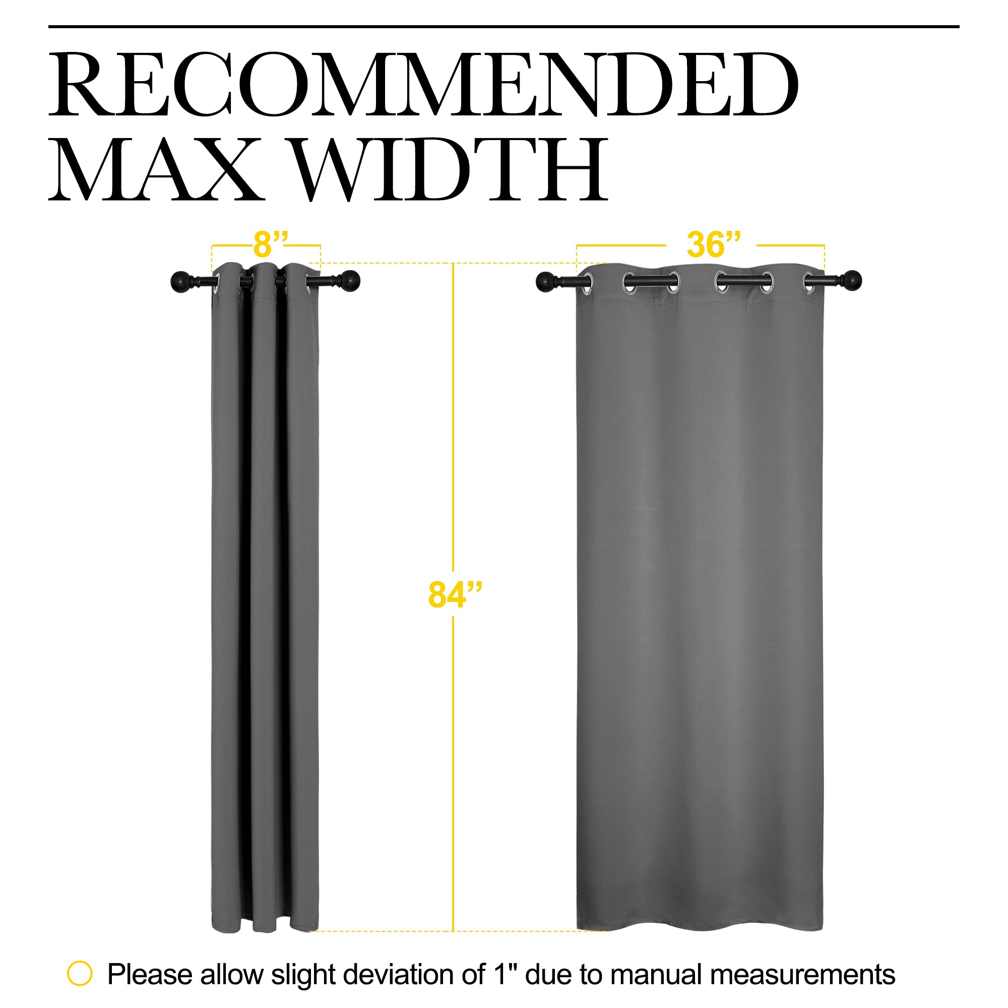 NICETOWN Blackout Curtains 84 Inches Long, Room Darkening Thermal Insulated Soli Grommet Curtains 2 Panels for Bedroom Living Room Windows (42 x 84 Inch, Grey, 2 Panels)