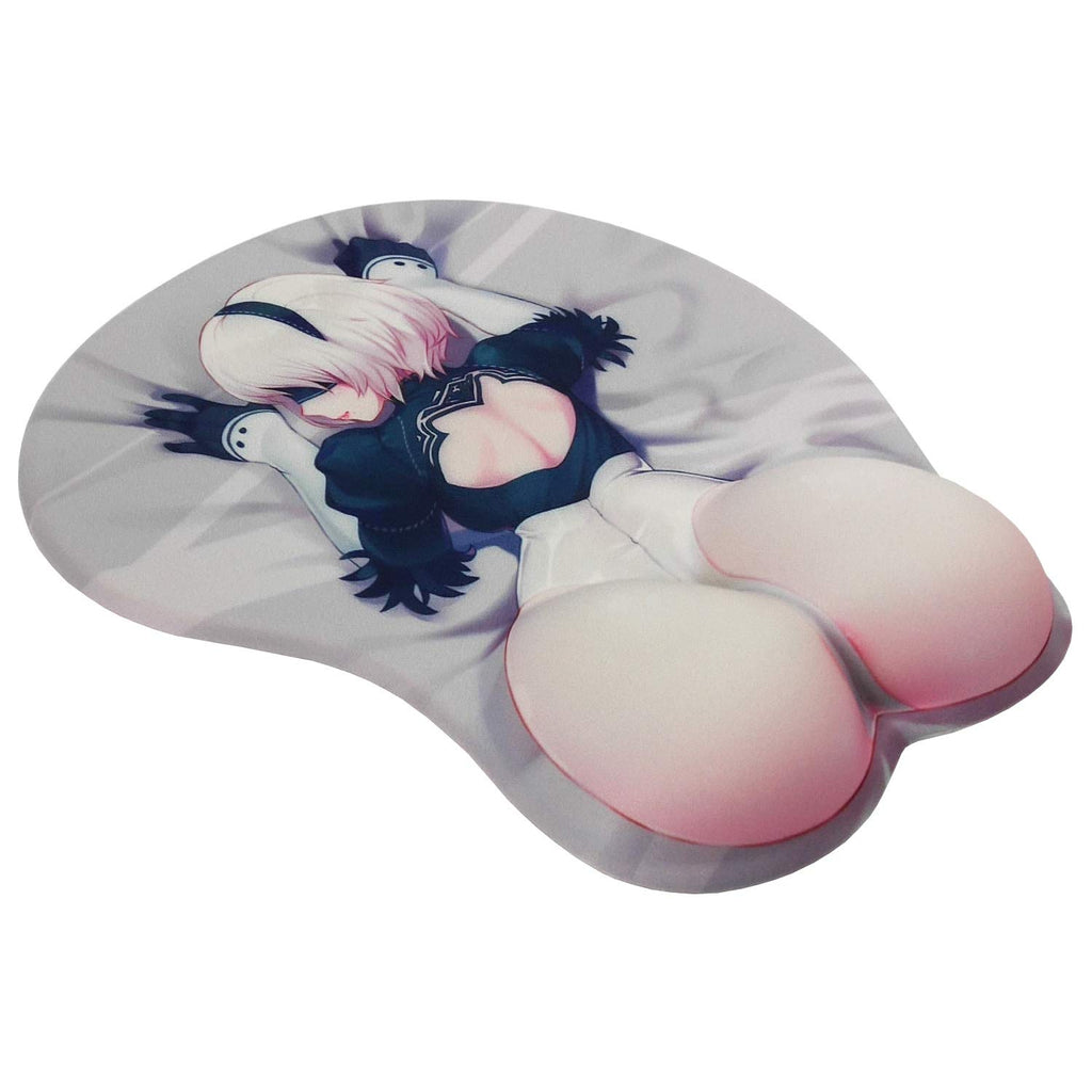 BETOMSPS Gaming Non Slip Mouse Pad Waifu Mousepad Cute Anime Mouse Pad with Gel Wrist Support Grey