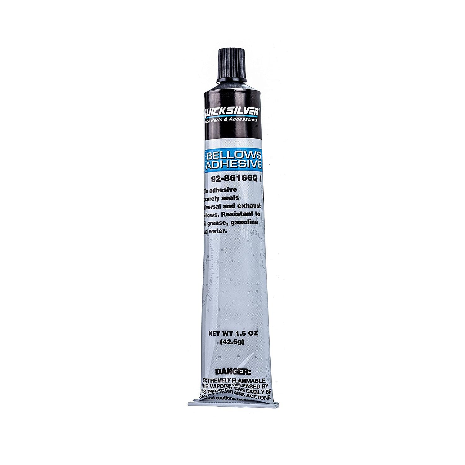 Quicksilver 86166Q1 Bellows Adhesive, Resistant to Oil, Grease, Gasoline and Water, 1.5 oz Tube