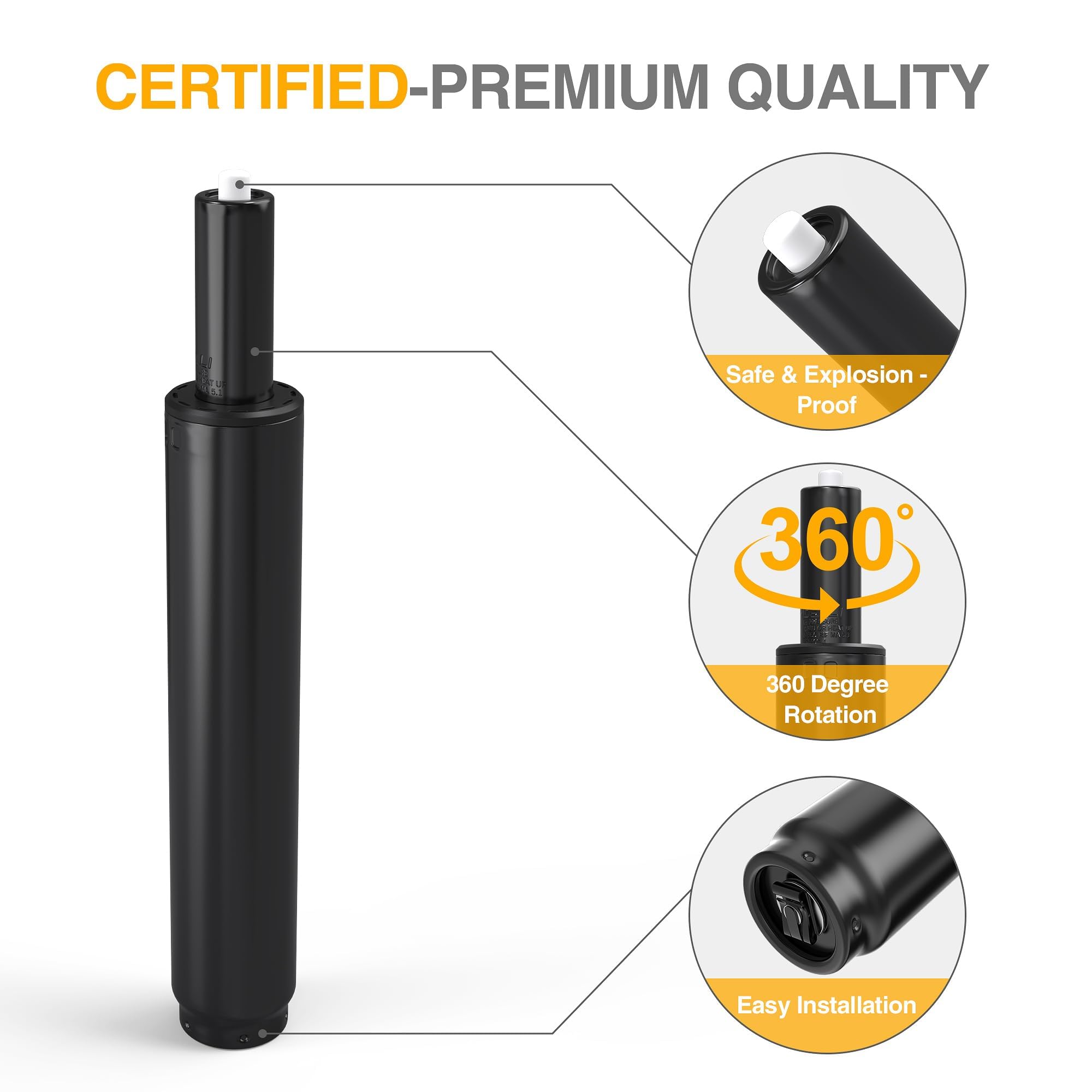 Fravnevi Office Chair Gas Lift Cylinder-Office Chair Replacement Parts, Heavy-Duty Gas Lift Cylinder Fits Most Chairs,Highest End Class 4 Hydraulic Pneumatic Piston,Universal Size