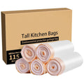 Meidong Garbage Bags，Trash Bags 49 Litres/13 Gallon Large Tall Kitchen Drawstring Strong Bags for Trash Can Garbage Bin(5 Rolls/115 Counts)