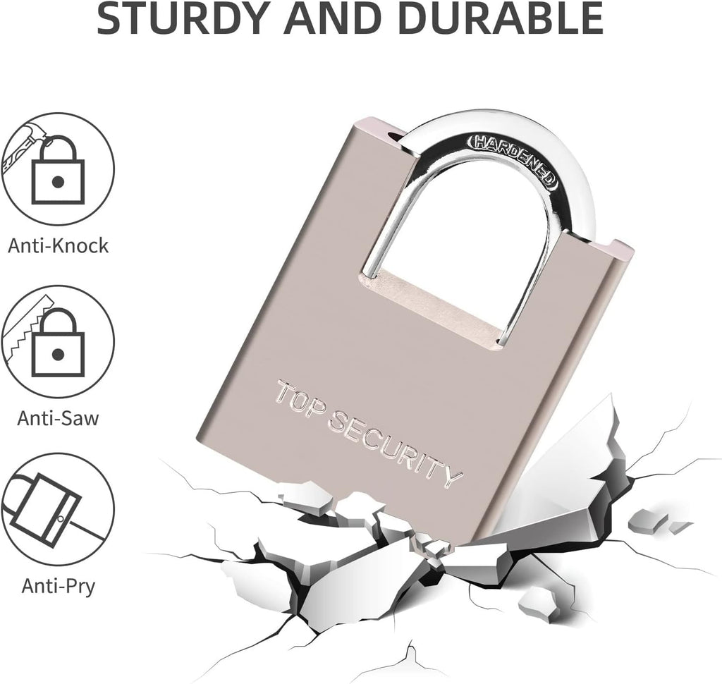 AMMIY Locks with 4 Keys，Keyed Alike Heavy Duty Pad Lock，Outdoor Solid Brass Keyed Padlock, High Security Wraped Beam Padlock with Key for Gate Lock School Gym Locker Storage Unit Fence Hasp Toolbox