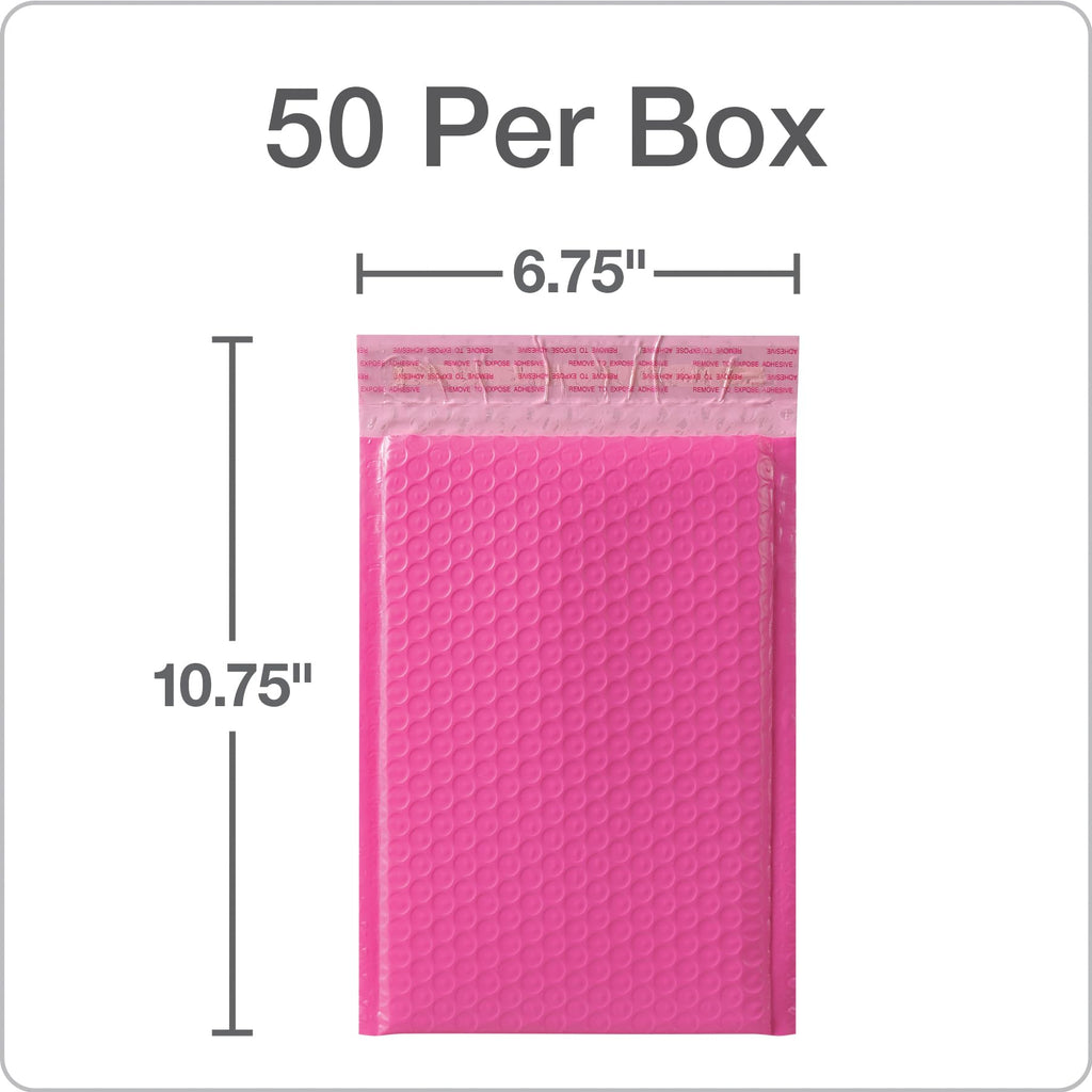Quality Park Bubble Mailers, 6 x 9 Inch, Pink Poly Mailers, Padded Envelopes, Shipping Envelopes, Water Resistant, Self Seal, 50 Per Box (QUA85858)