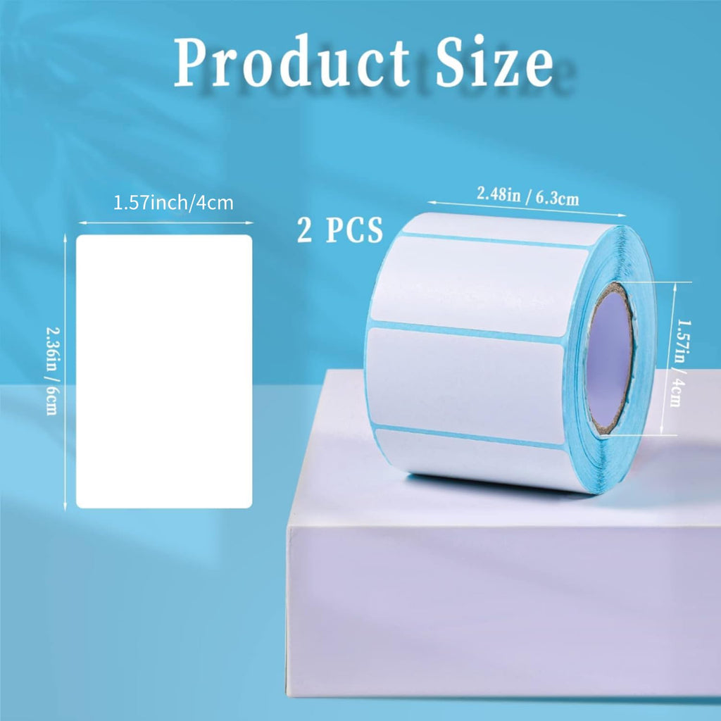 1600pcs 2.4x1.6inch Thermal Labels Stickers, Rectangle Self-Adhesive Shipping Removable Blank Labels for Thermal Printer, Sticker Labels for Containers Bottles Storage Bins or Office Supplies (White)