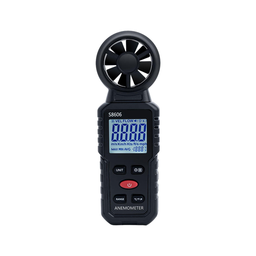 Mcbazel Anemometer, LCD Display, High Accuracy, °C and °F Display, Easy Operation, MAX/MIN/AVG Function, Anemometer Measures 1-12, Japanese Instruction Manual Included - Black