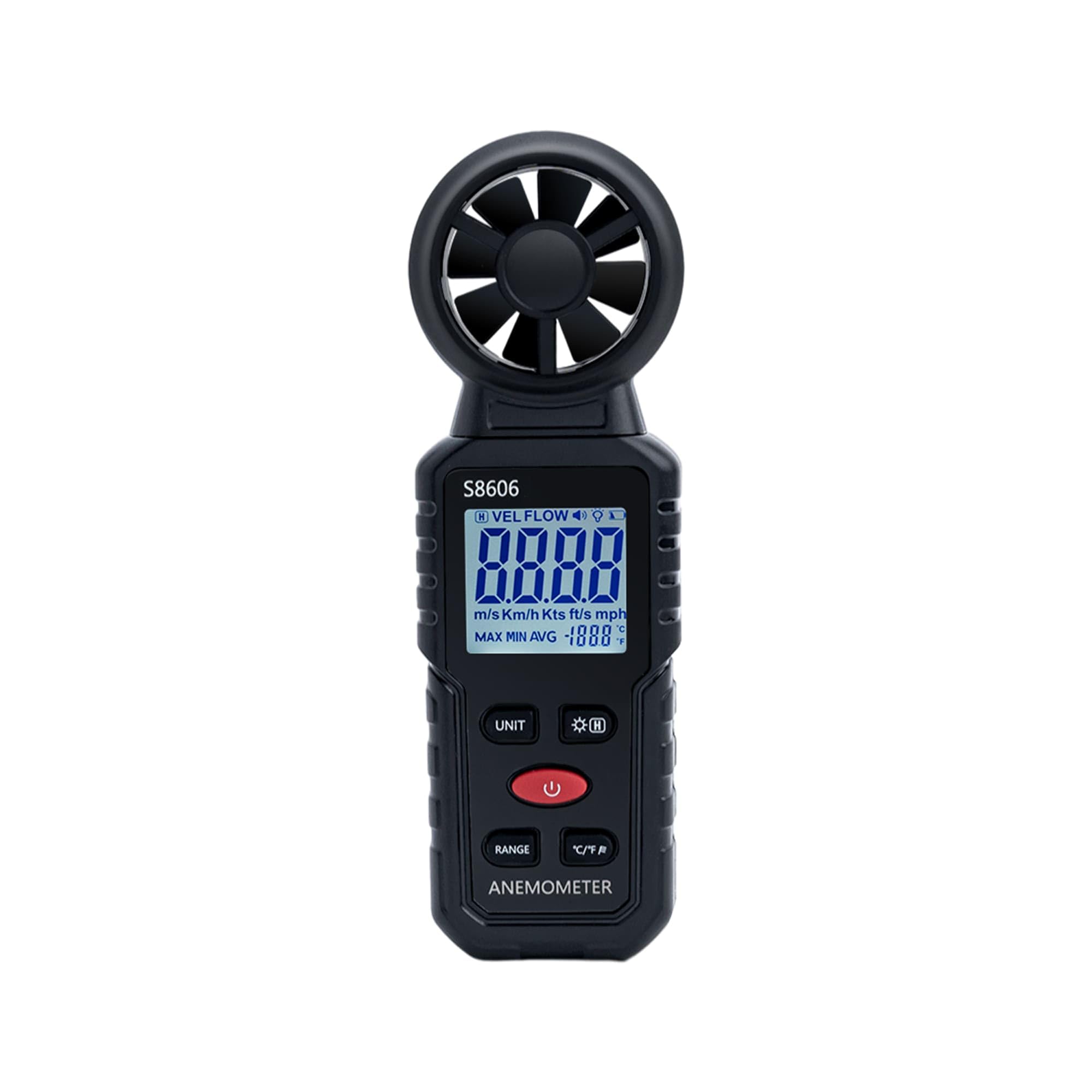 Mcbazel Anemometer, LCD Display, High Accuracy, °C and °F Display, Easy Operation, MAX/MIN/AVG Function, Anemometer Measures 1-12, Japanese Instruction Manual Included - Black