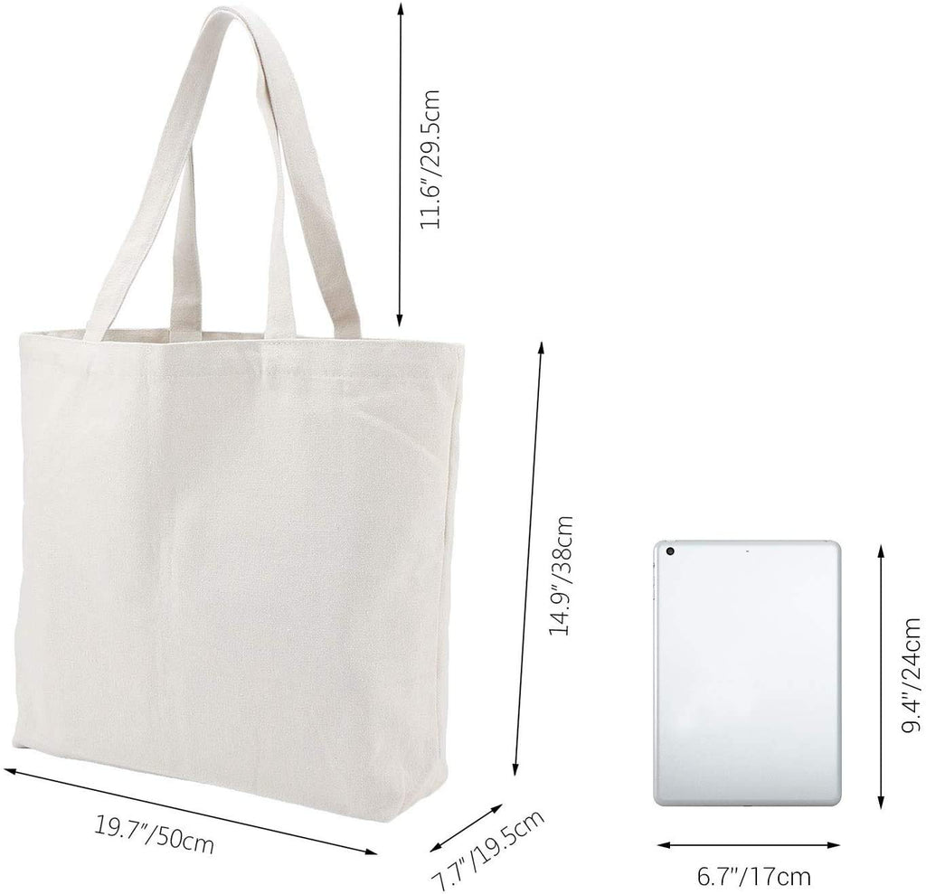 Canvas Tote Bags with Bottom Gusset, 6x Segarty Large and Heavy Duty 12Oz Blank Cotton Cloth Reusable Bags for DIY Crafts, Shopping, Groceries, Books, Welcome Bag, Diaper Bag, Beach (20''x15''x7.7'')