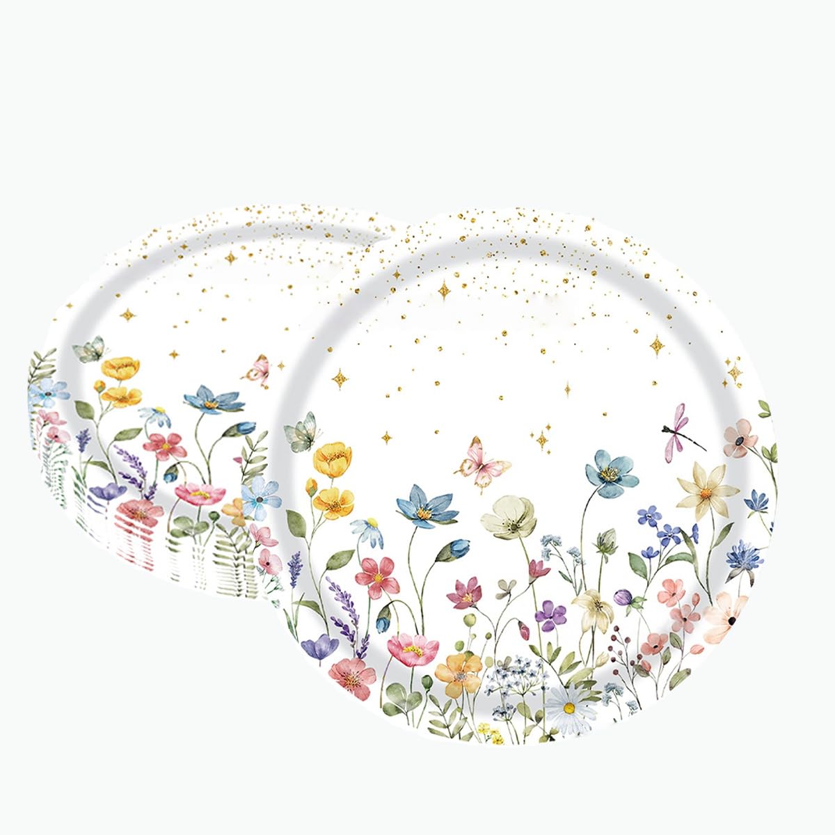 40 Pcs Floral Party Supplies Wildflower Paper Plates for Wedding Party Supplies Disposable Dessert Dinner Plates Party Garden Tableware Decoration (9inch)