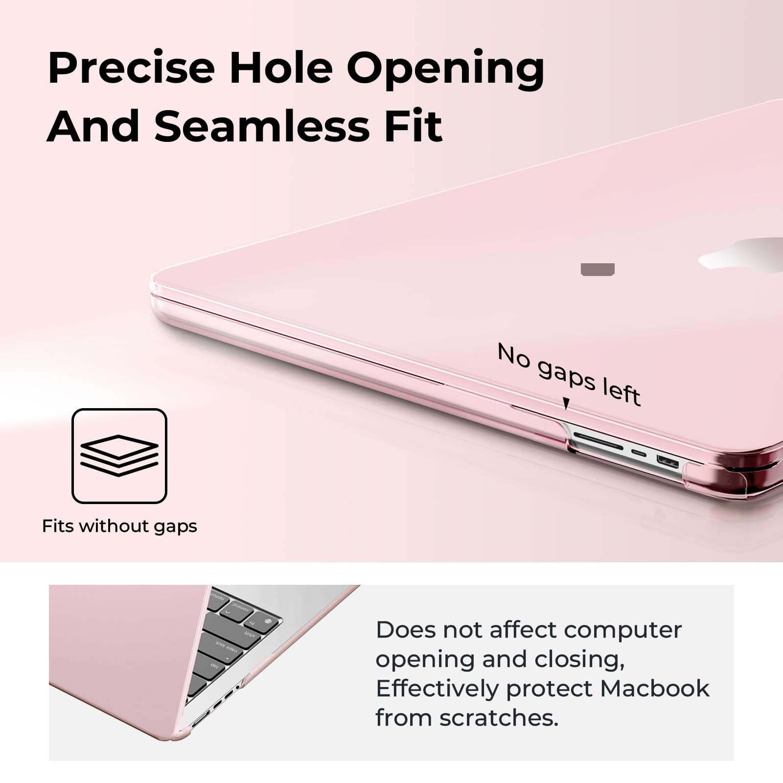 EooCoo Case Compatible with MacBook Air 13 inch M5 M4 M3 M2 2026-2022 A3449 A3240 A3113 A2681, 13.6" Hard Case Cover & Keyboard Skin & Screen Protector for Laptop Air 13.6 inch - Milky Pink