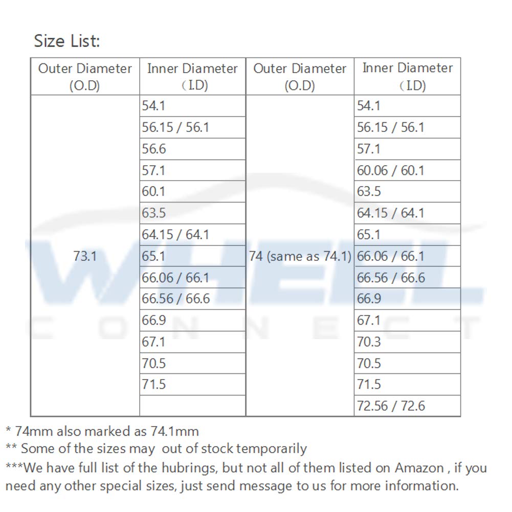 WHEEL CONNECT Hub Centric Rings, 73.1 to 67.1, Set of 4, Aluminium Alloy Hubrings, O.D:73.1-I.D:67.1mm. A