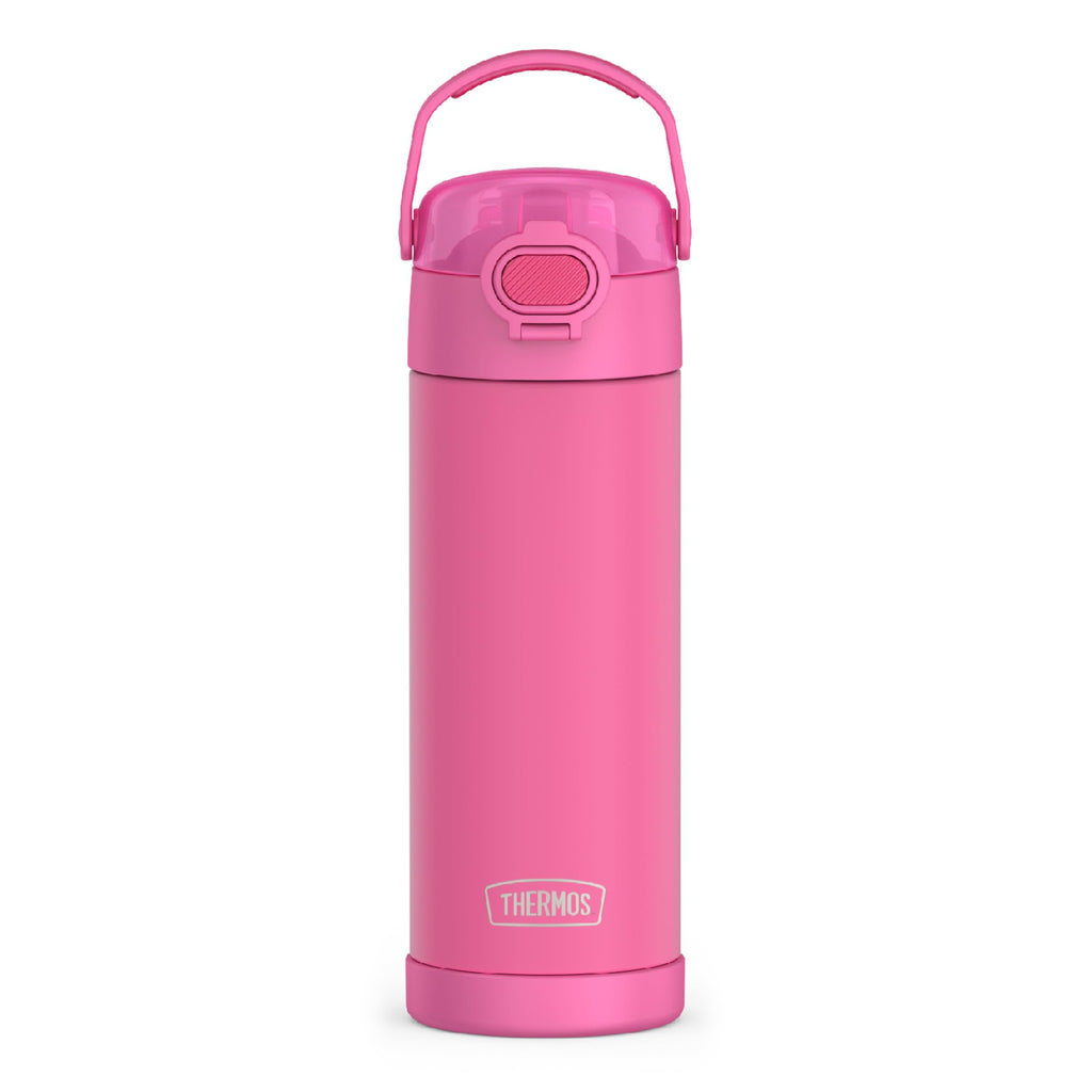 THERMOS FUNTAINER 16 Ounce Stainless Steel Vacuum Insulated Bottle with Spout and Locking Lid, Neon Pink