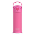 THERMOS FUNTAINER 16 Ounce Stainless Steel Vacuum Insulated Bottle with Spout and Locking Lid, Neon Pink