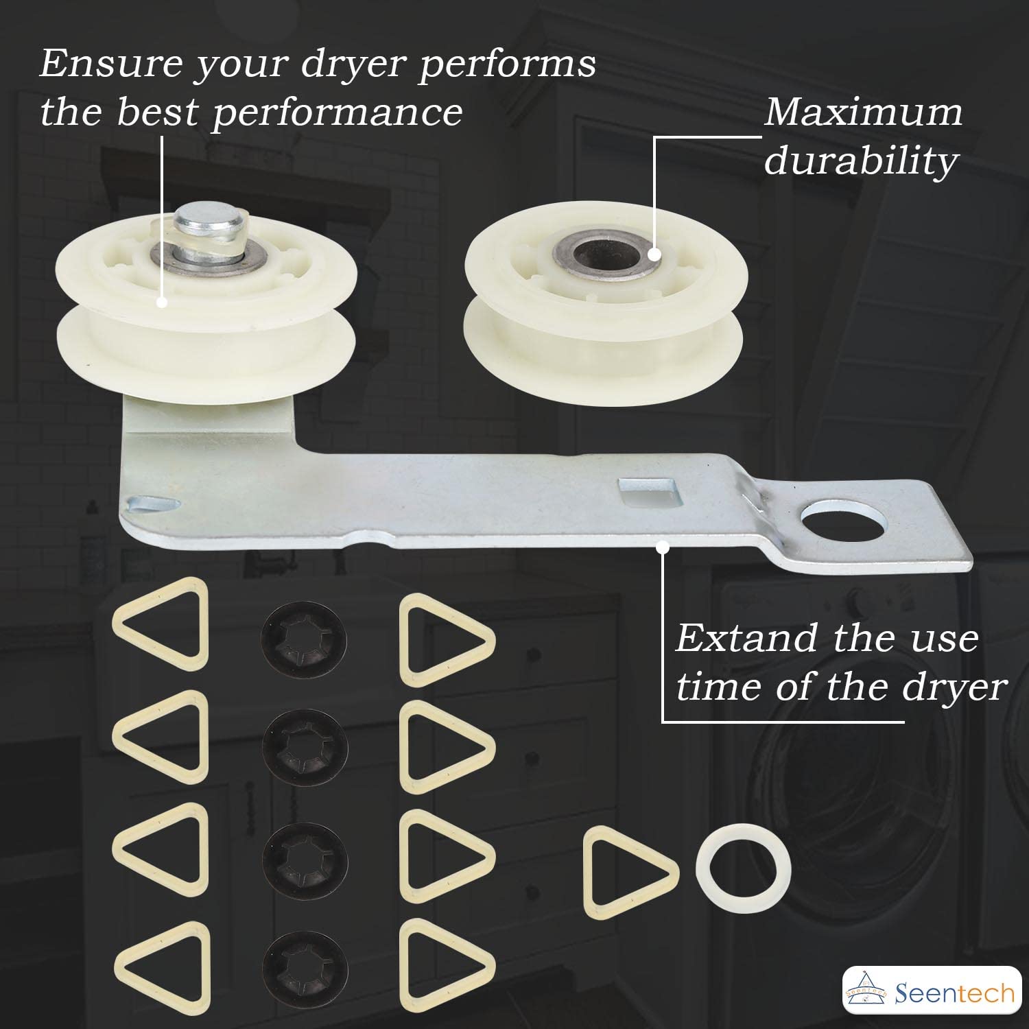 UPGRADED 4392067 Dryer Repair Kit & W10837240 Dryer Idler by Seentech, Includes WPW10314173 Drum Rollermm,661570V Belt, 279640 Idler Pulley – Replaces 2015 4392067VP 80047 587637