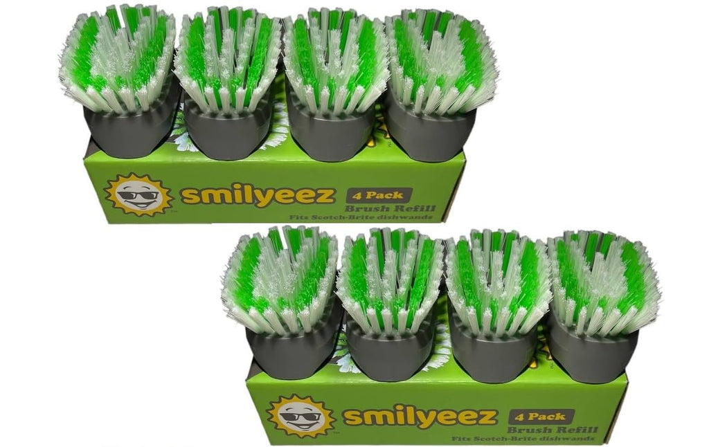 Smilyeez Replacement for Scotch Brite Brush, 4-Pack, Makes Your Dishwand Like New, Dishwand Brush Refills, Scotch Brite Brush Replacement, Easy to Install (2 Packs)