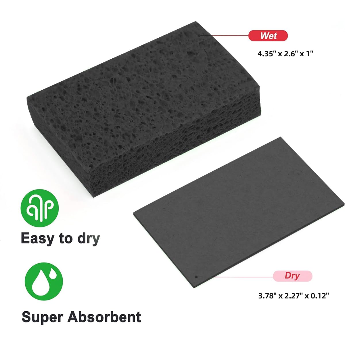 12 - Pack Non-Scratch Scrub Sponges - Sponges for Dishes and Washing Dishes, Cleaning Sponges for Kitchen Home Bathroom Cars, Funny Cut-Outs DIY for Kids (Black)