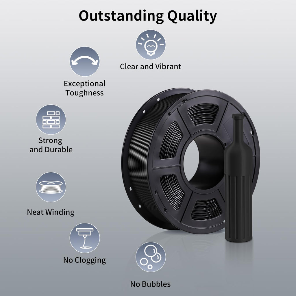 ANYCUBIC PETG Filament 1.75mm,3D Printer Filament,Dimensional Accuracy +/- 0.02mm,Exceptional Toughness,Print with Most FDM 3D Printers,1KG Spool,Black