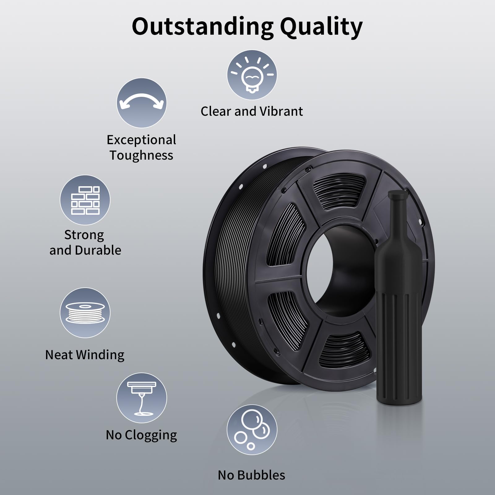 ANYCUBIC PETG Filament 1.75mm,3D Printer Filament,Dimensional Accuracy +/- 0.02mm,Exceptional Toughness,Print with Most FDM 3D Printers,1KG Spool,Black