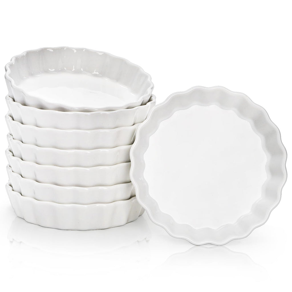 Foraineam Set of 8 Pieces Porcelain Ramekins, 5 Ounce Creme Brulee Ramekin Dishes Round Baking Ramekins Set