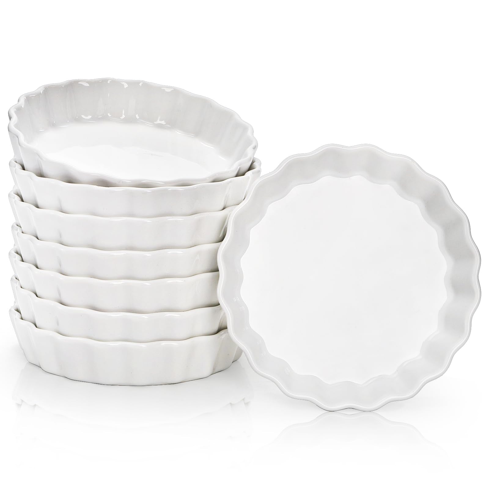 Foraineam Set of 8 Pieces Porcelain Ramekins, 5 Ounce Creme Brulee Ramekin Dishes Round Baking Ramekins Set