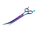 Dream Reach 8.0 Inch Twin Tailed Rainbow Curved Blade Pet Grooming Scissors Dog Hair Cutting Shears with Case (Curved Scissors)