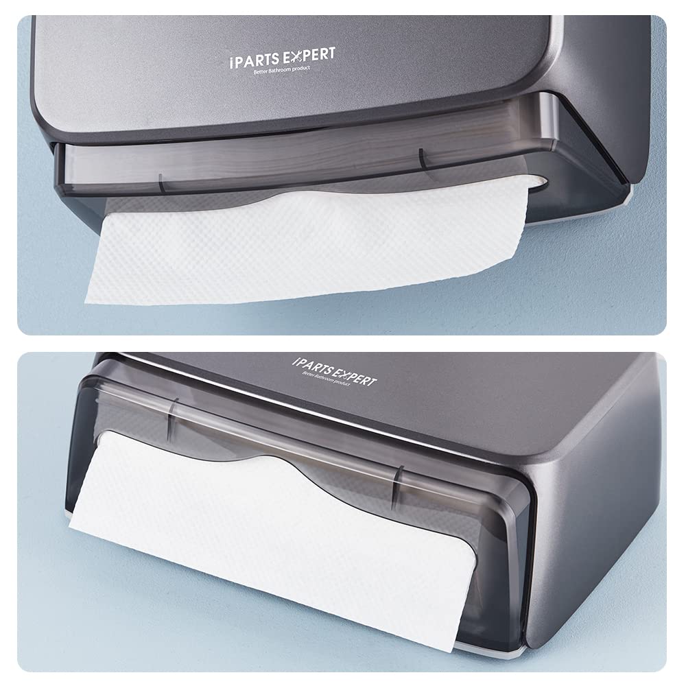 Commercial Hand Paper Towel Dispenser,Wall-Mounted Bathroom Paper Towel Dispenser Tissues Box Holder Hand Towel Dispenser-Grey (Grey)