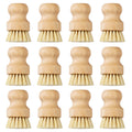 NYGHMY 12 Pack Eco-Friendly Dish Scrub Brushes - Wooden Kitchen Scrubbers with Sisal Bristles, Long Lasting