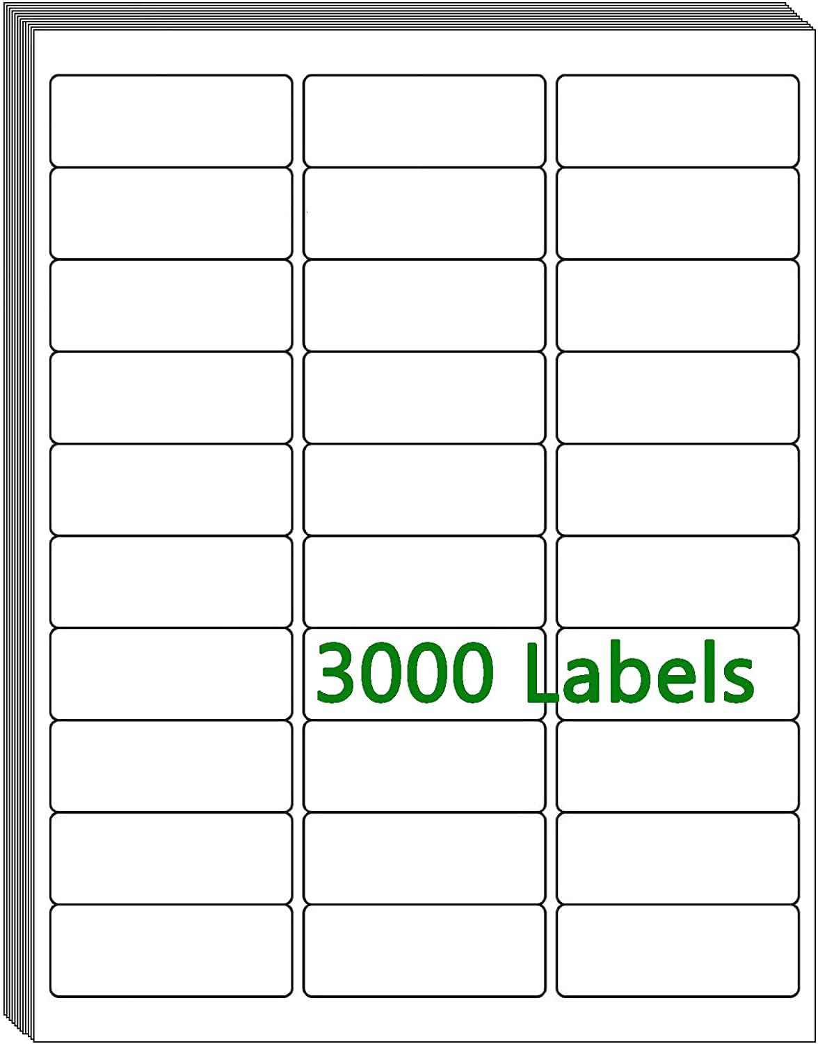 30 UP Labels 1" x2-5/8 Mailing Labels Shipping Address FBA Labels for Laser/Inkjet Printers, White Blank Sticker Name Tags, Printable Label for 5160 Printer, (100 Sheets, 3000 Labels)