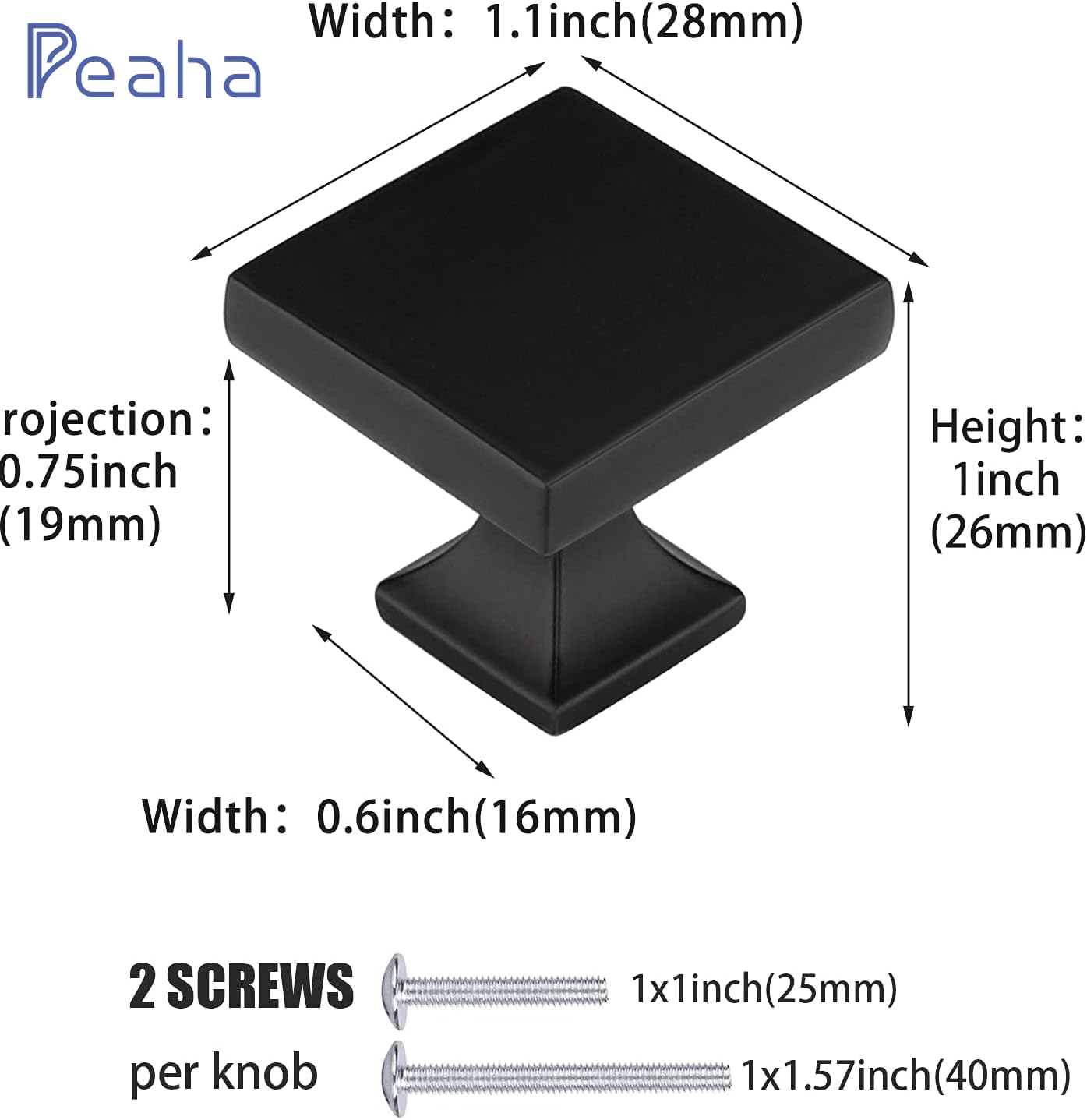 Knobs for Drawers Kitchen Cabinet Knobs Black Drawer Knobs 6 Pack - PH6785BK Black Desk Drawer Knobs Cabinet Hardware Knobs Furniture Hardware