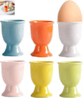 Porcelain Egg Cups Ceramic Egg Stand Holders for Soft Boiled Eggs Set of 6 for, Mix Color, Easter Housewarming Gifts