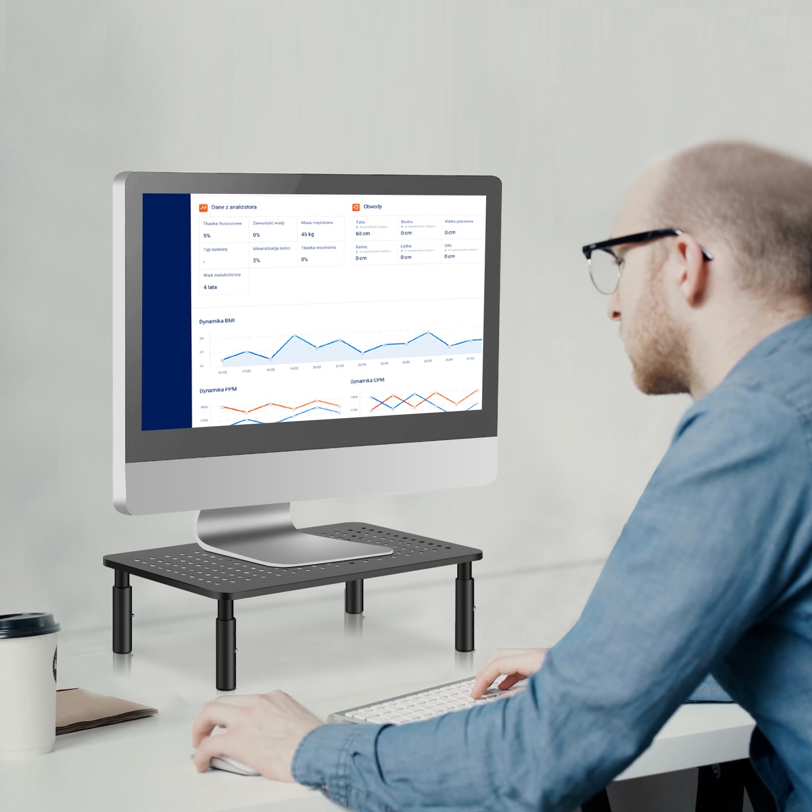 Bracwiser Monitor Stand Riser, Metal Computer Stand, 3 Height Adjustable Screen Riser with Mesh Platform for PS4, Laptop, Printer, Notebook and All Flat Screen, Holds Up to 20KG