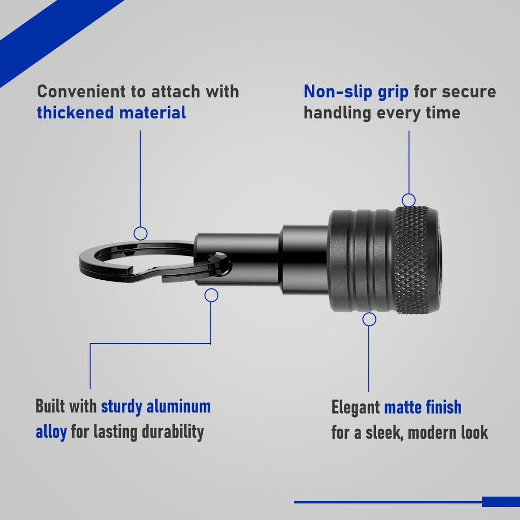 Enhanced Non-Slip Bit Holder Key Chain 6pc, Drill Bit Holder for 1/4 Inch Hex Shank Bits, Bit Holders for Impact Driver Drill Bit Extension, Screwdriver Bit Holder, Quick Change & Easy Access, Black