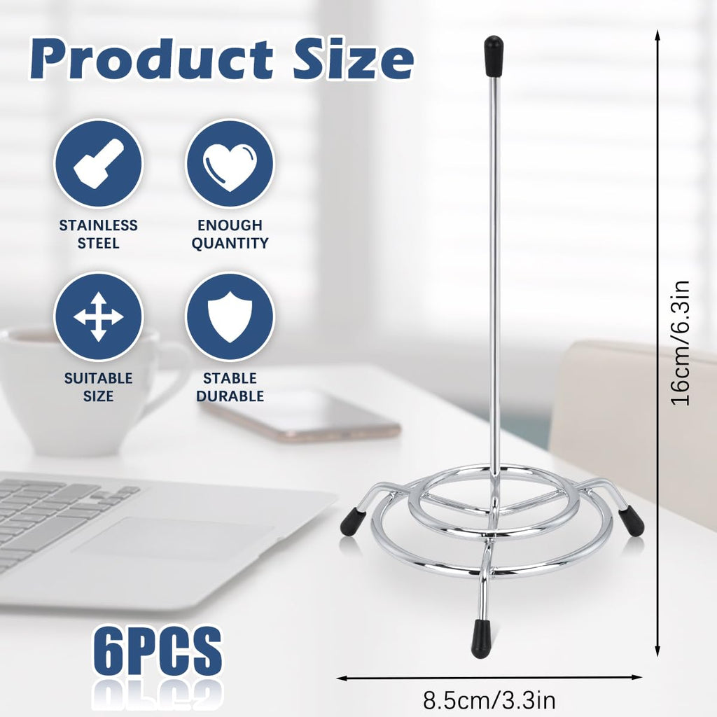 6 Pcs Receipt Holder Spike for Desk, Stainless Steel Ticket Stabber for Restaurant, Straight Rod Bill Fork, Memo Holder Stand for Office, Paper Note Spike Stick, Metal Bills Check Spindle