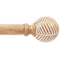 Zeerobee Wood Curtain Rods for Windows 48 to 84, 1 Inch Heavy Duty Drapery Rods with Imitation Wood Grain Leaf Pattern Finials, Indoor/Outdoor Modern Curtain Pole, 32"-86", Brown