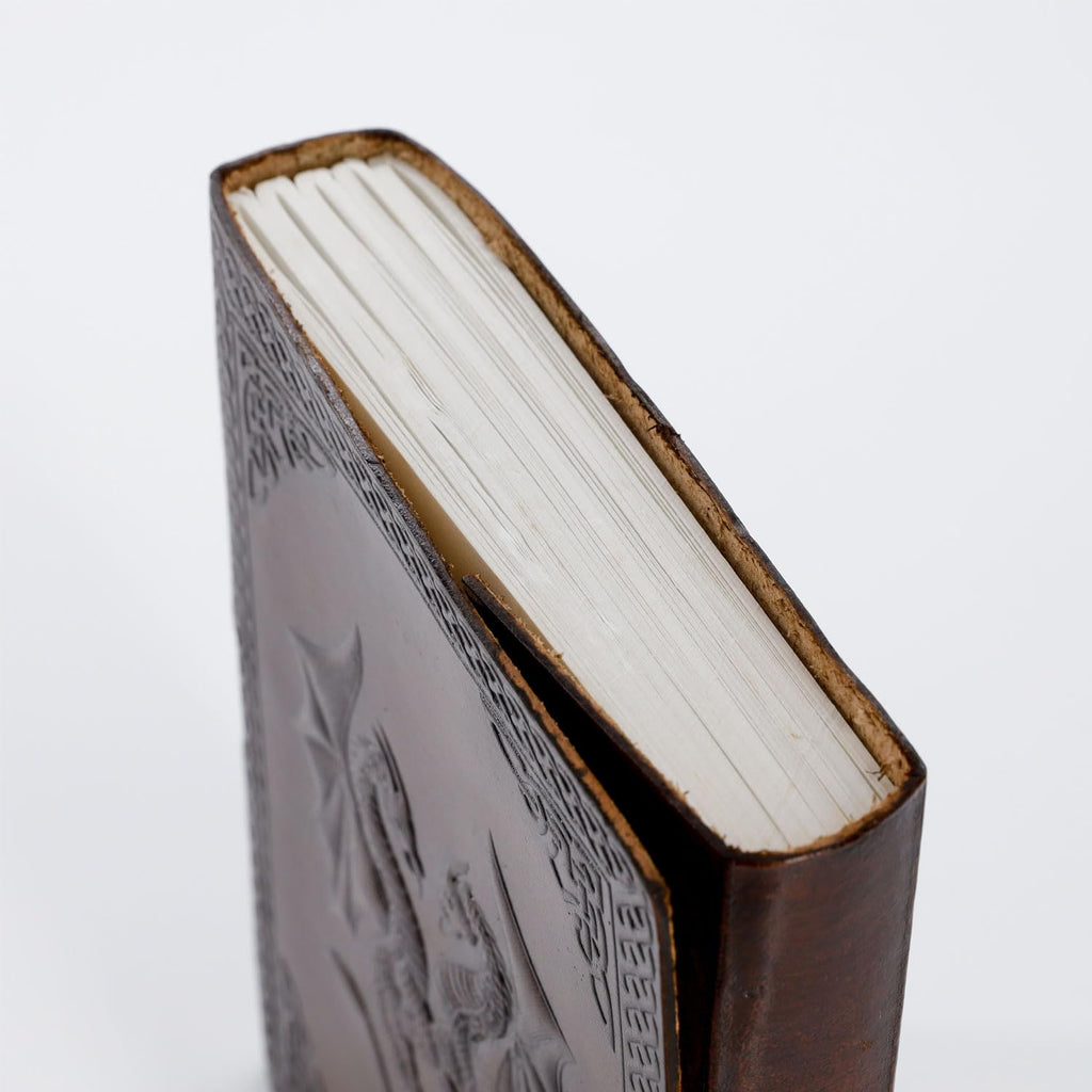 Handmade Leather Double Dragon Journal/Writing Diary/Bound Daily Notepad for Men & Women Unlined Paper Medium, Writing pad Gift for Artist, Sketch (8 x 6, Brown)