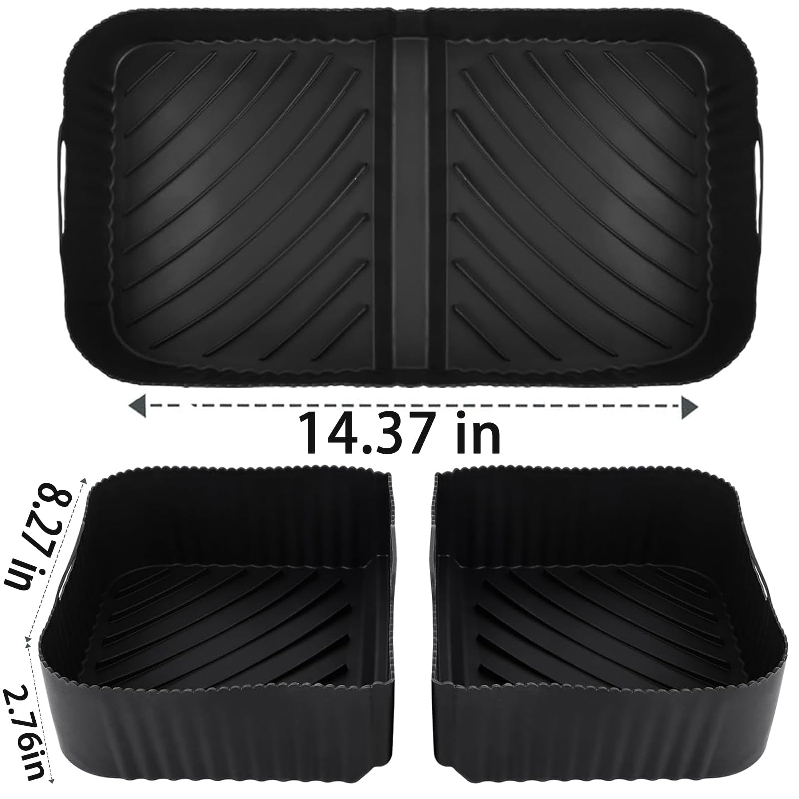 Air Fryer Silicone Liners for Ninja Foodi 11 Quart/Topzee11-QT Large XL MegaZone FlexBasket AD600CO for Ninja Foodi Flexdrawer AF500UK AF500UKCP,Air Fryer Accessories Reusable Silicone