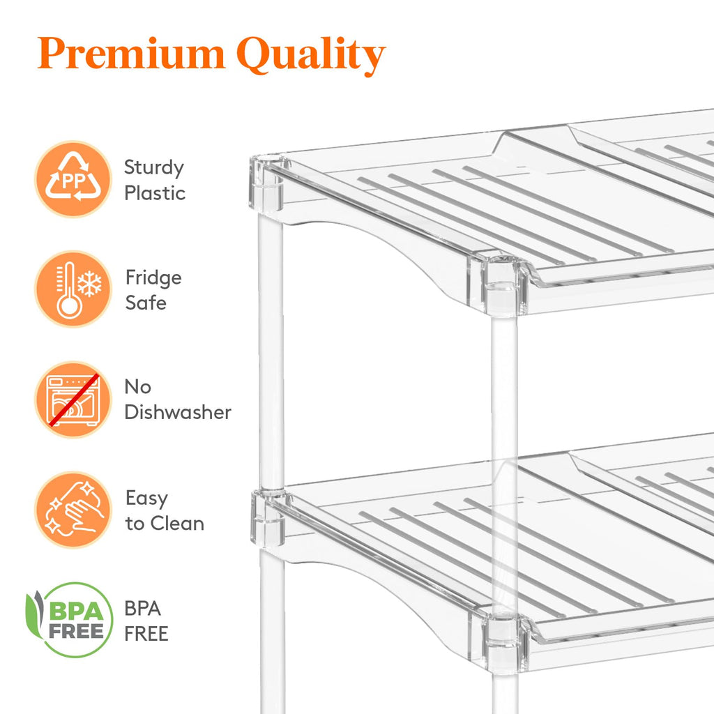 Lifewit Stackable Water Bottle Organizer for Cupboard, Freezer, Pantry, Plastic Bottle Holder for Kitchen Worktop, Cabinet, Desk, 4 Tier for 12 Bottles