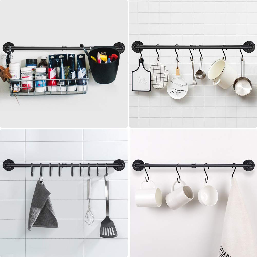 Towel Bar for Bathroom, Black Towel Bar Wall Mounted, Heavy Duty Bath Towel Bars, Rustic Iron Bath Towel Rack Bathroom Hardware, 33.4 inch
