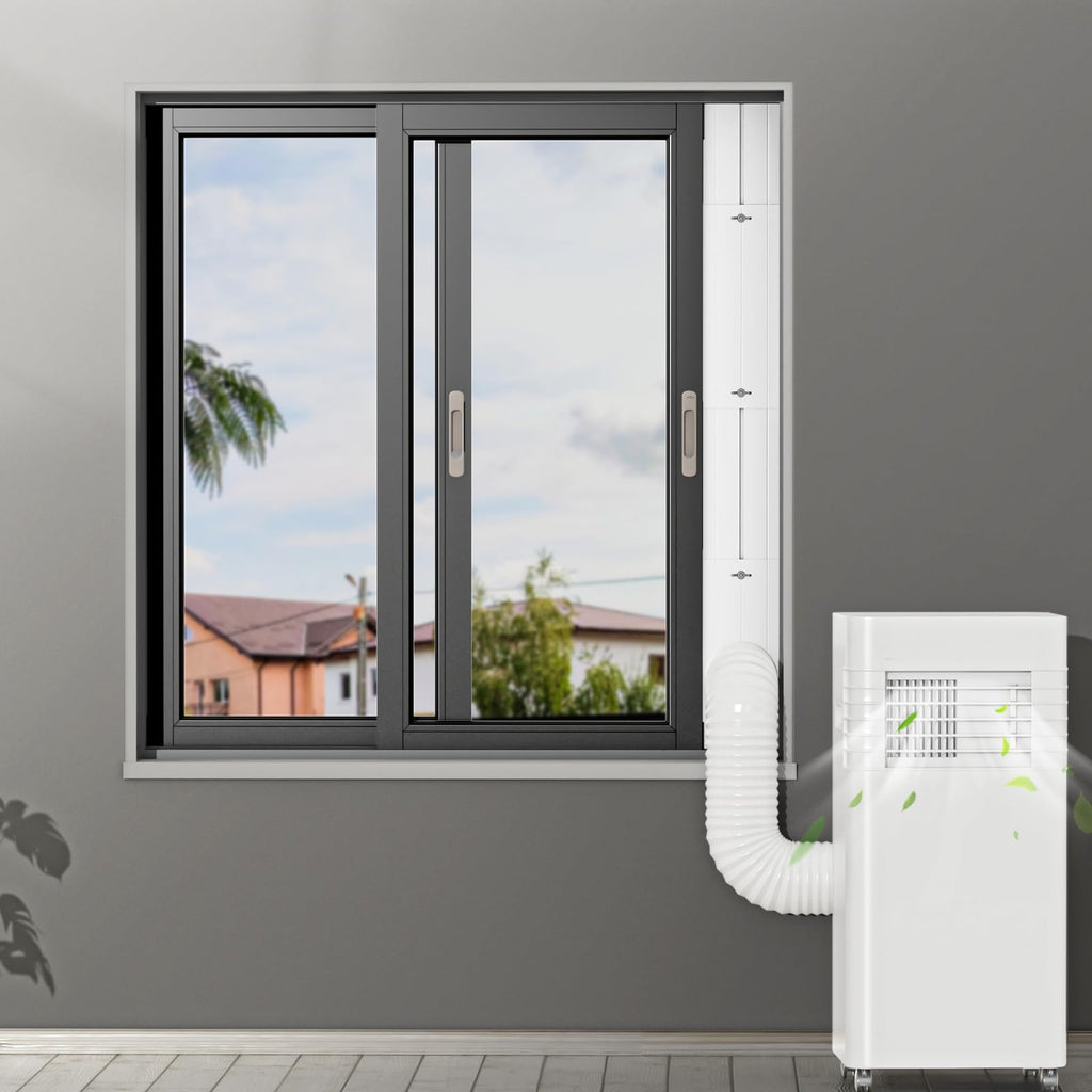 Portable ac Window Vent Kit with Universal Coupler, Insputer New Adjustable Air Conditioner Window Seal Kit for Sliding Window, Fit for AC with 5.9 & 5.1 Inch Diameter Exhaust Hose(3 Pcs)