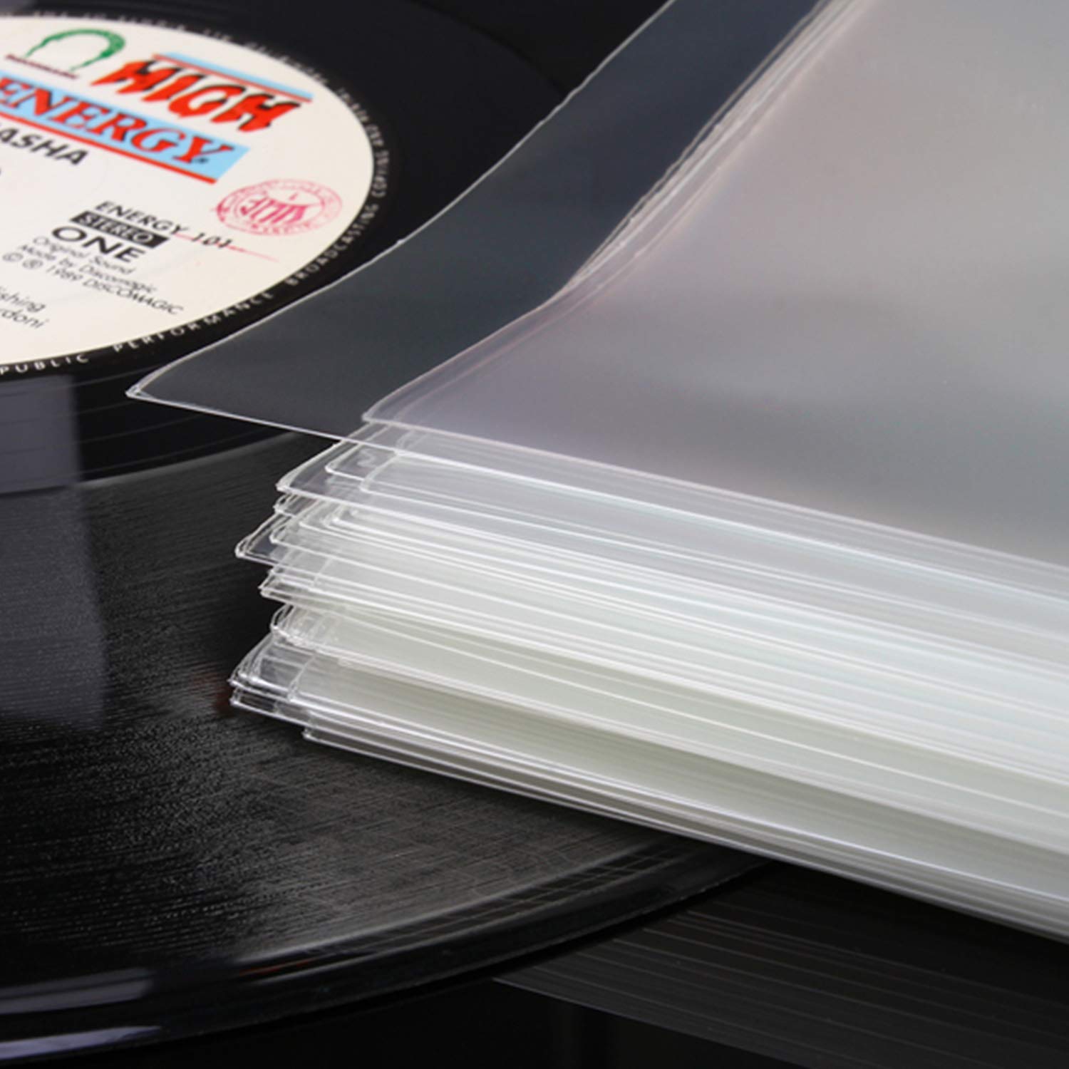 Facmogu 100PCS 7 Inch Record Sleeves for Vinyl Record, Outer Record Sleeves for 45 RPM Protection Album Covers, 7.4" x 7.4" Vinyl Records Sleeve Album Covers for Record LP Collection Outer Protective