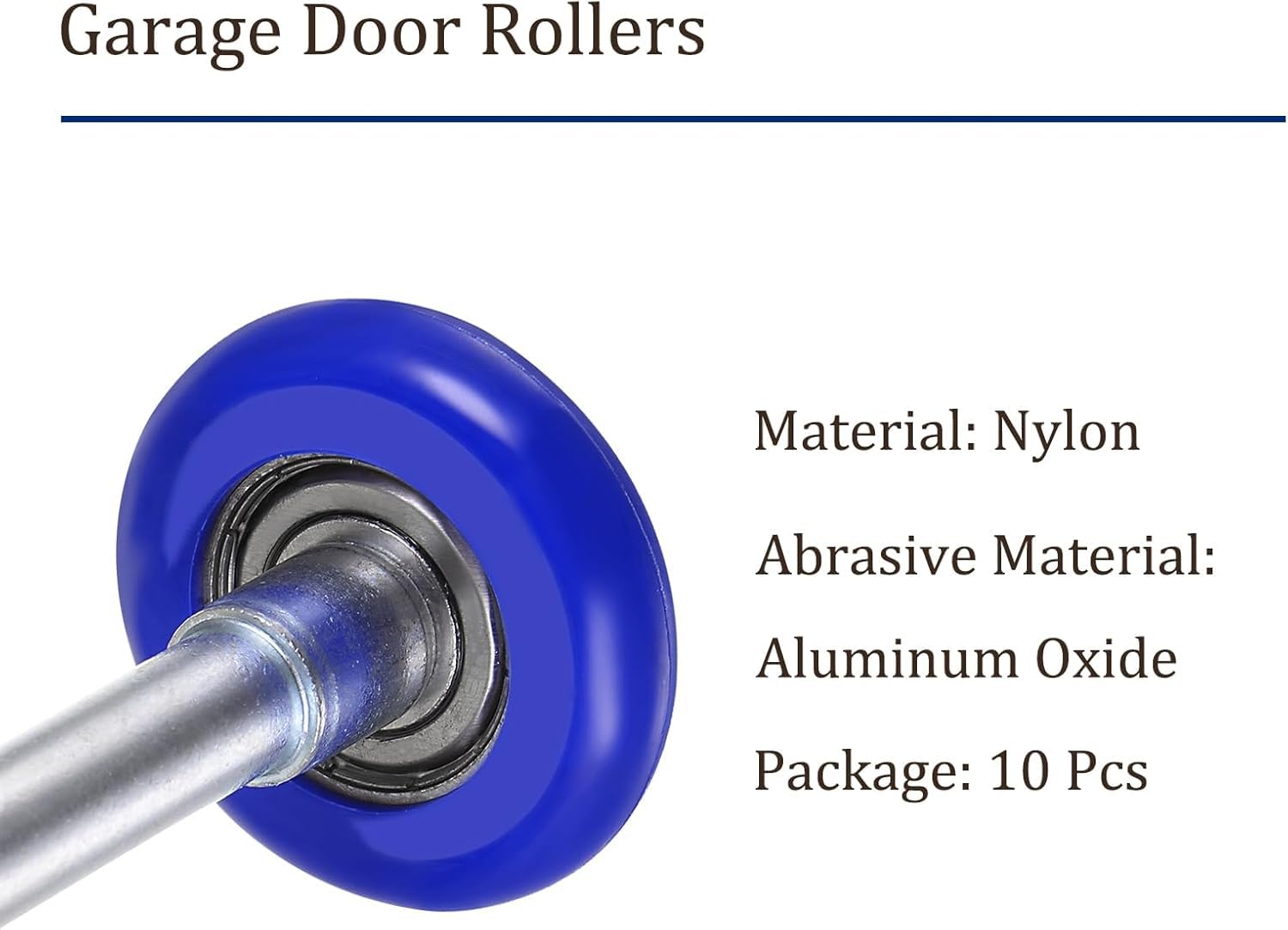 Linwnil 1.8" Nylon Garage Door Rollers for 2" Garage Track, 4.25" Stem Quiet Garage Door Wheels, 6200zz Precision Bearing 8 Balls, Blue (4.25" Stem 10pcs)