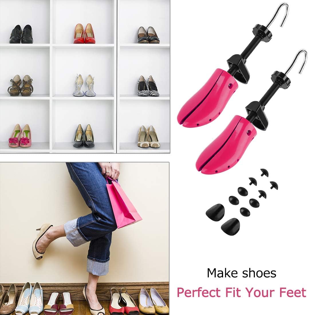Eachway Pair of Professional 2-Way Premium Shoe Stretcher Tough Plastic Shoe Trees,Adjustable Length & Width Durable Shoe Shaper for Men and Women