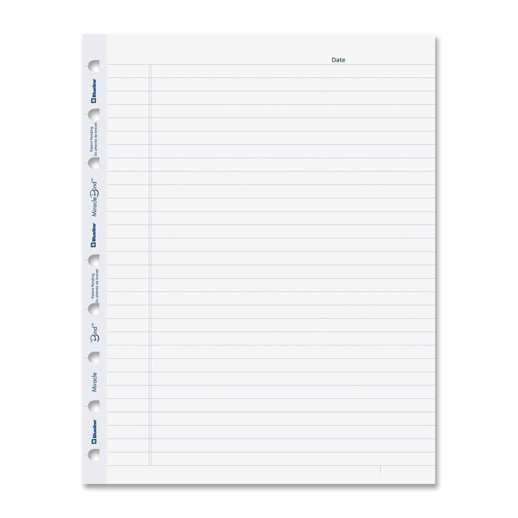 Blueline MiracleBind Notebook Refill Sheets 50 Sheets 9.25x7.25-Inch - 3 Notebooks (White, Ruled)