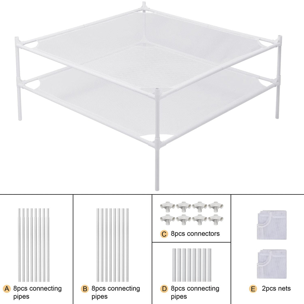 Clothes Drying Rack Flat, Portable Dryer for Sweater with Metal Tube, 2-Layer Mesh Laundry Rack for Indoor and Outdoor Use, Can be Placed to Dry Towel, Sweater, Hat, Glove, Bottle, Herbal