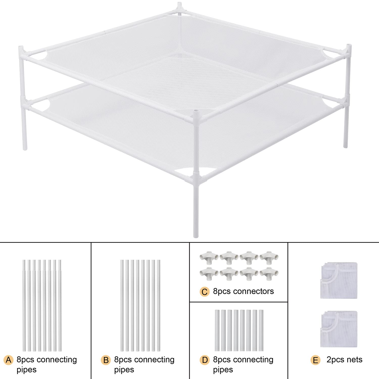 Clothes Drying Rack Flat, Portable Dryer for Sweater with Metal Tube, 2-Layer Mesh Laundry Rack for Indoor and Outdoor Use, Can be Placed to Dry Towel, Sweater, Hat, Glove, Bottle, Herbal
